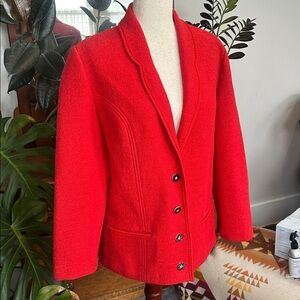 Vintage women’s red 100% wool coat made in Austria size medium